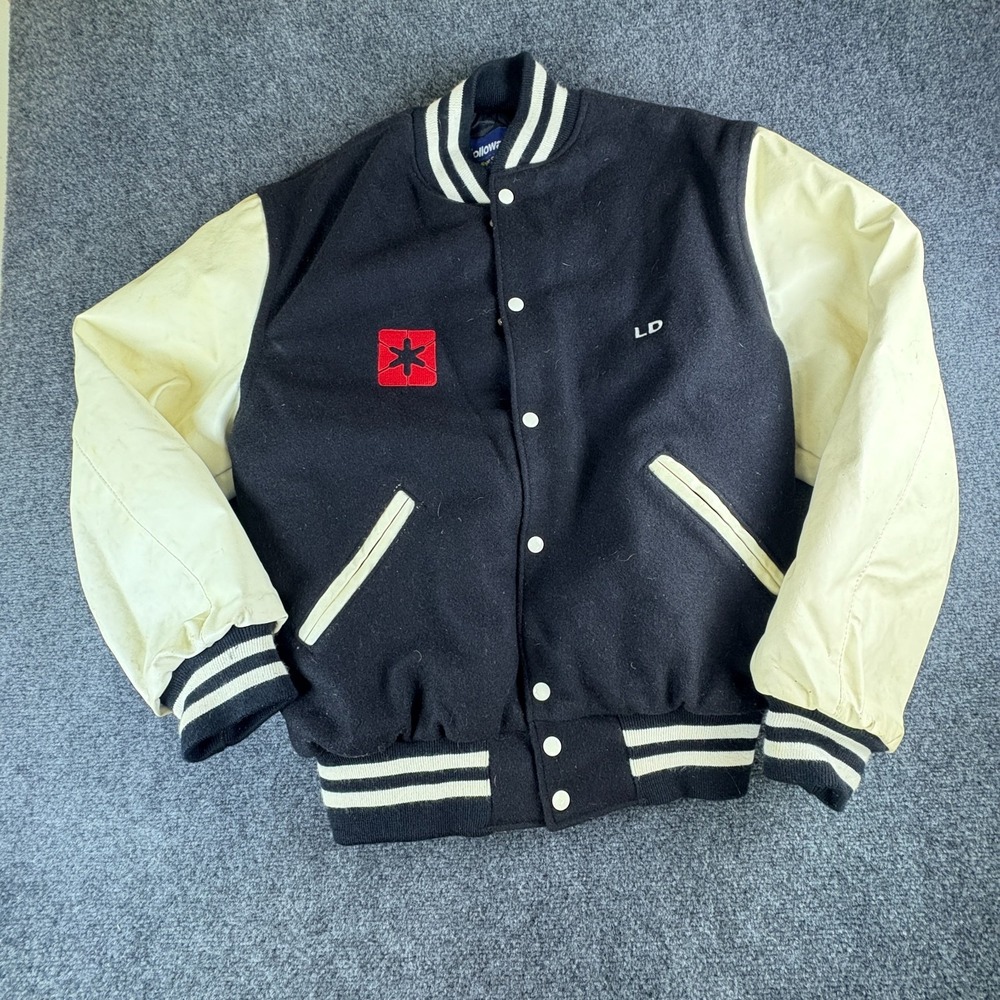 Holloway Original College Varsity Jacket Mens‎ L Black White LD Pacific Telesis
